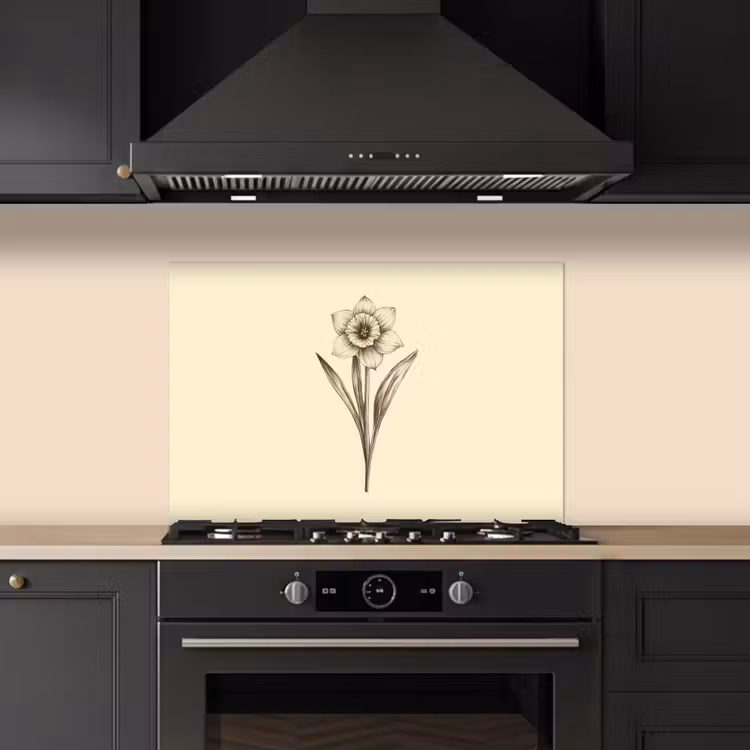 Kitchen splashback for hob - Black - Daffodil - Illustration — 5