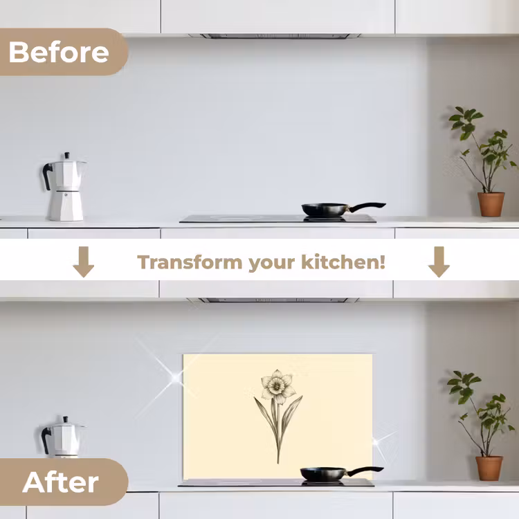 Kitchen splashback for hob - Black - Daffodil - Illustration — 7