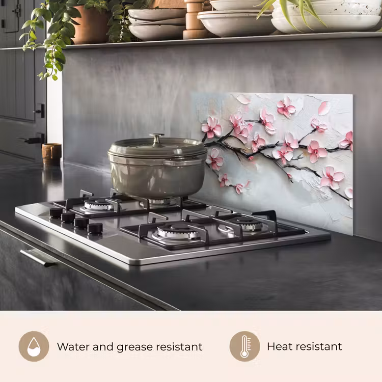 Kitchen splashback for hob - Blossom - Artistic - Pink - Sakura — 2