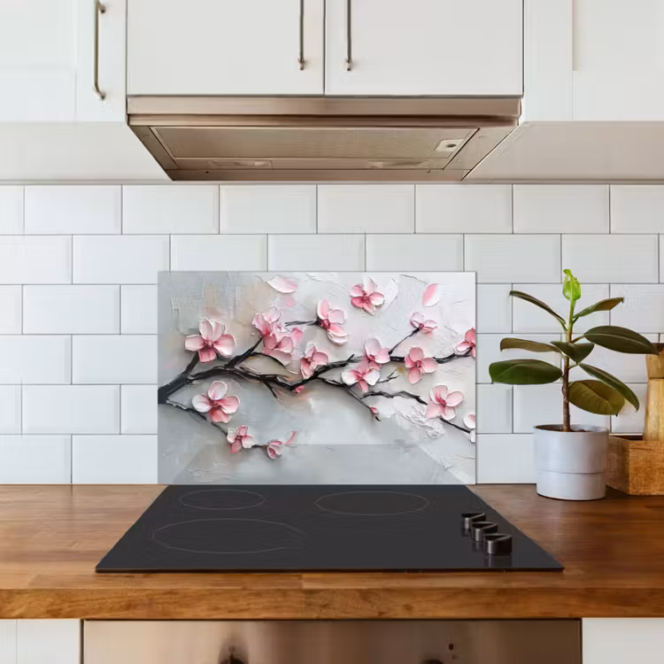 Kitchen splashback for hob - Blossom - Artistic - Pink - Sakura — 3