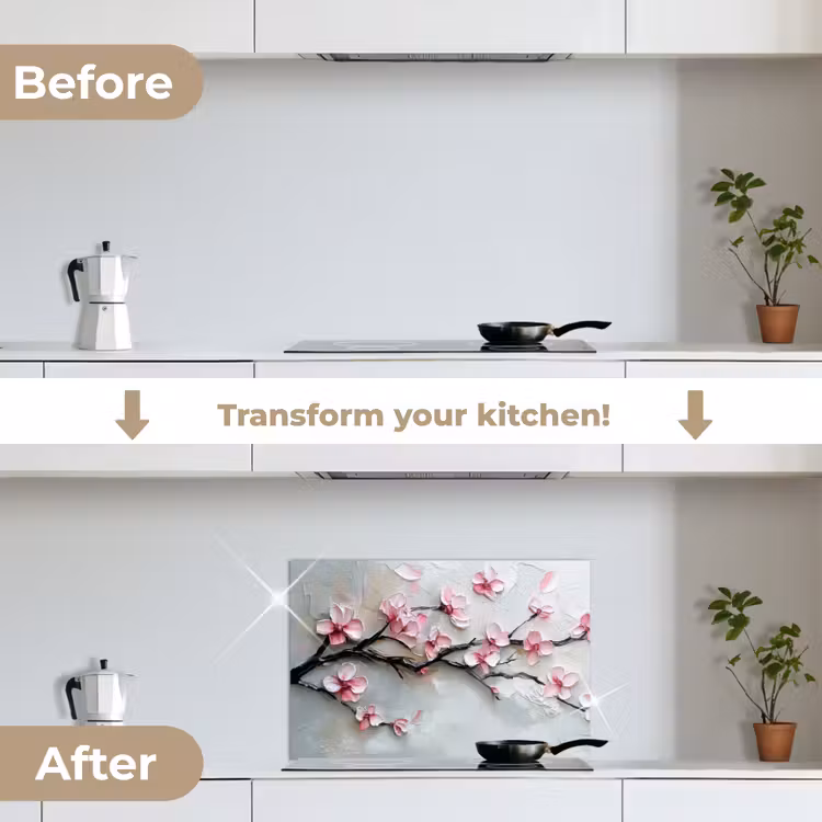 Kitchen splashback for hob - Blossom - Artistic - Pink - Sakura — 7