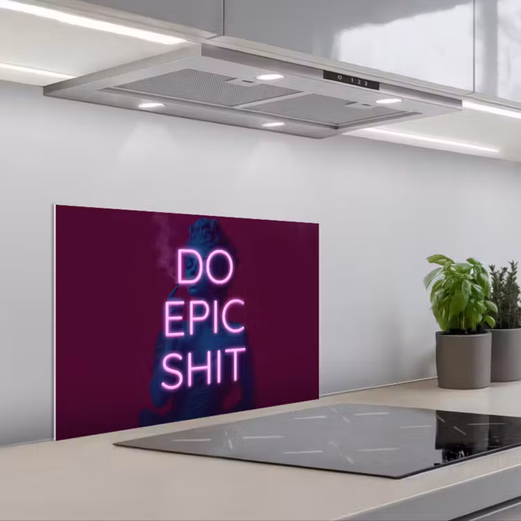Kitchen splashback for hob - Bust - Neon - LED - Letters — 1