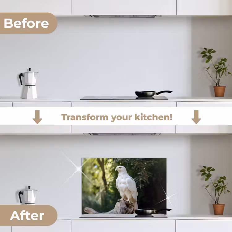 Kitchen splashback for hob - Eagle - Wood - White - Plants — 7