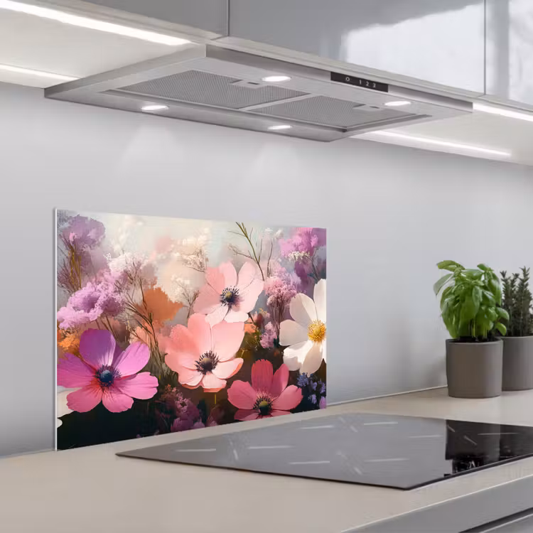 Kitchen splashback for hob - Flowers - Colorful - Flowering — 1