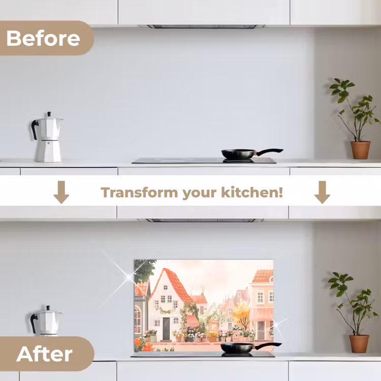 Kitchen splashback for hob - Flowers - Houses - Village — 7
