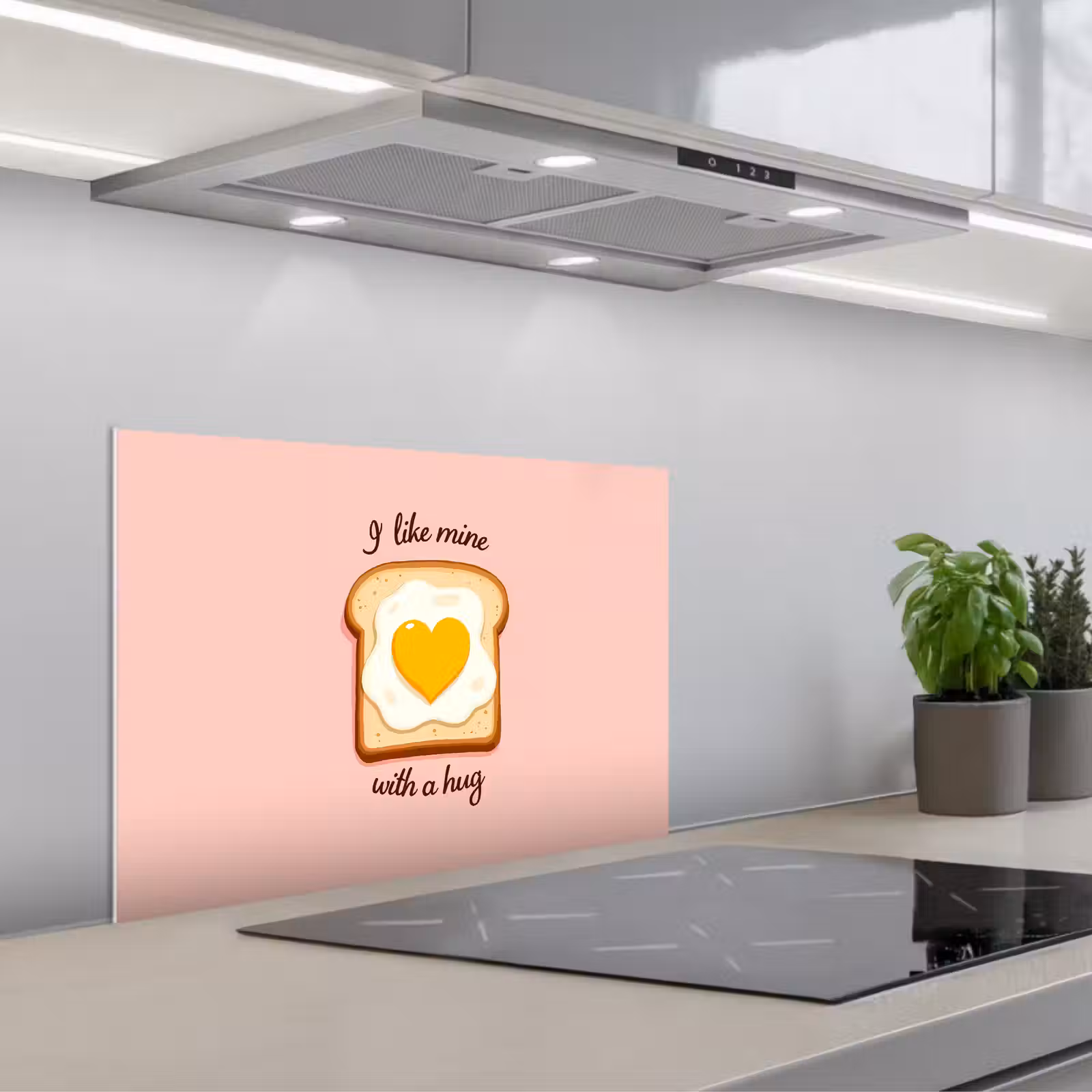 Kitchen splashback for hob - Bread - Illustration - Quote - Pink — 1