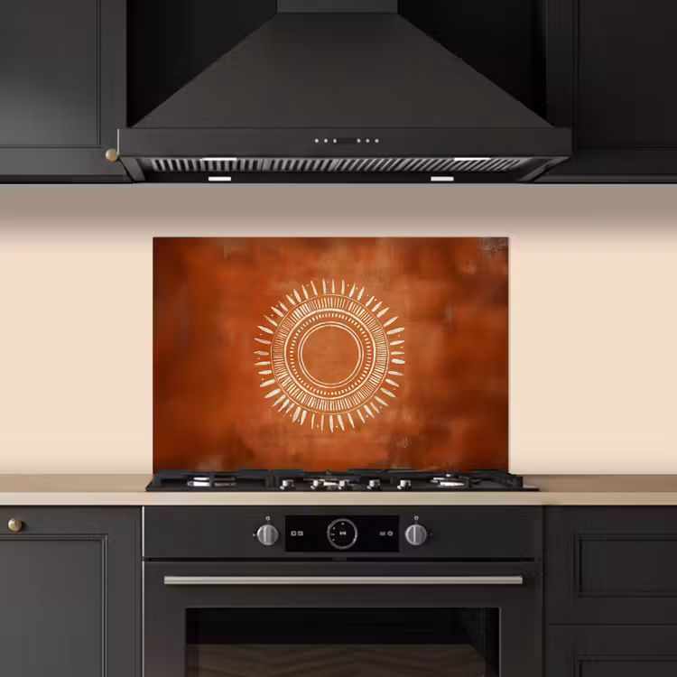 Kitchen splashback for hob - Abstract - Lines - Sunrays - Reddish brown — 5