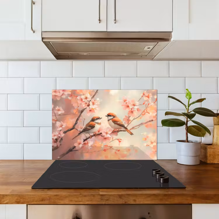 Kitchen splashback for hob - Birds - Romantic - Blossom Branch — 3