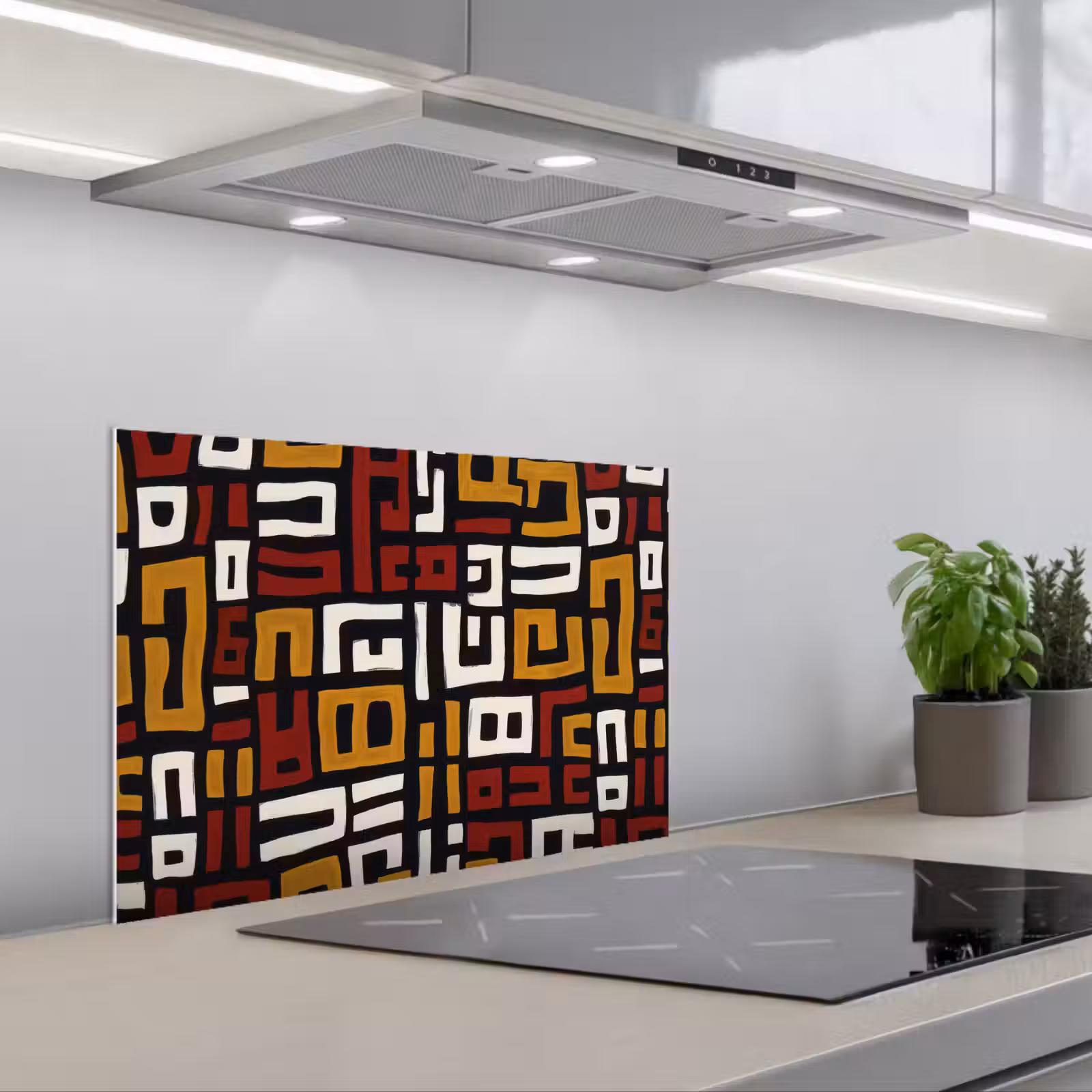 Kitchen splashback for hob - Abstract - Pattern - Red — 1