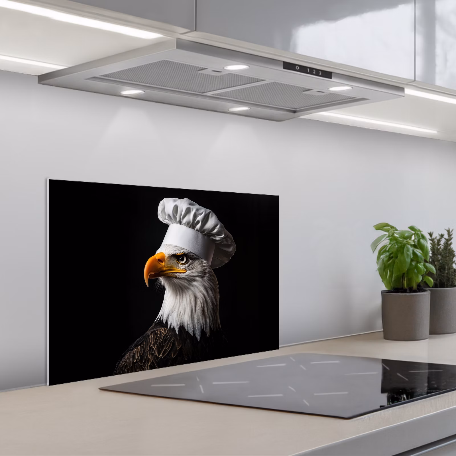 Kitchen splashback for hob - Eagle -America - Chef's hat - Bird - Tough — 1