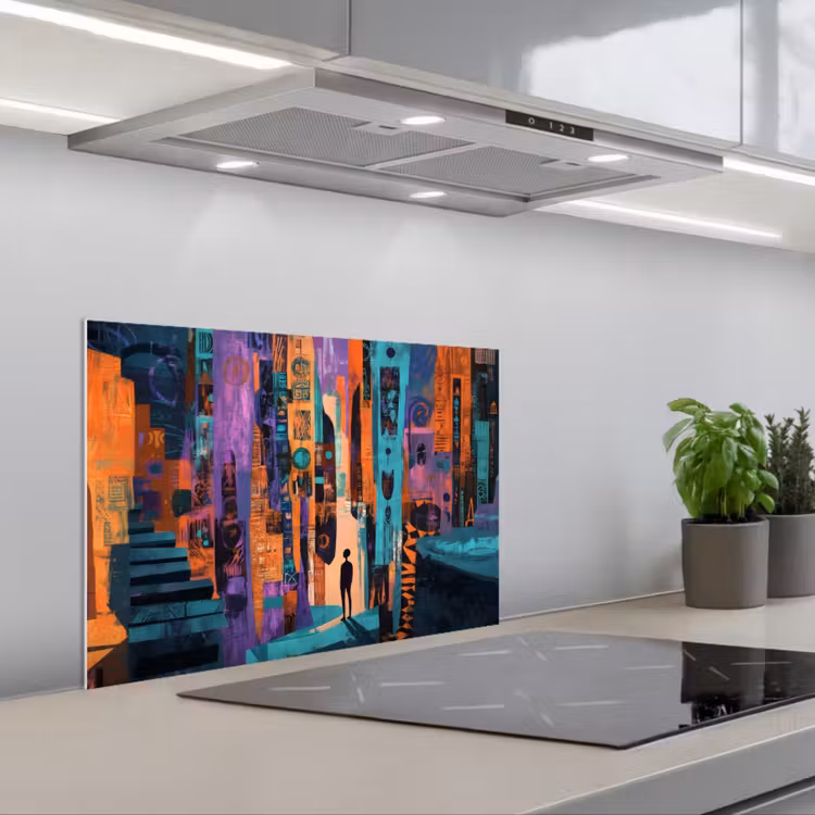 Kitchen splashback for hob - Abstract - Figures - Colorful — 1