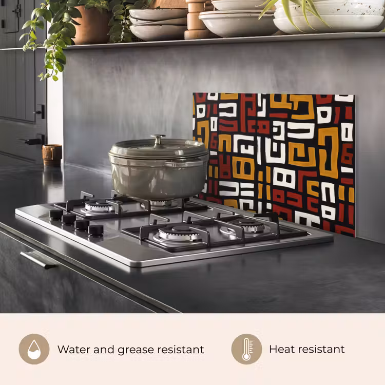 Kitchen splashback for hob - Abstract - Pattern - Red — 2
