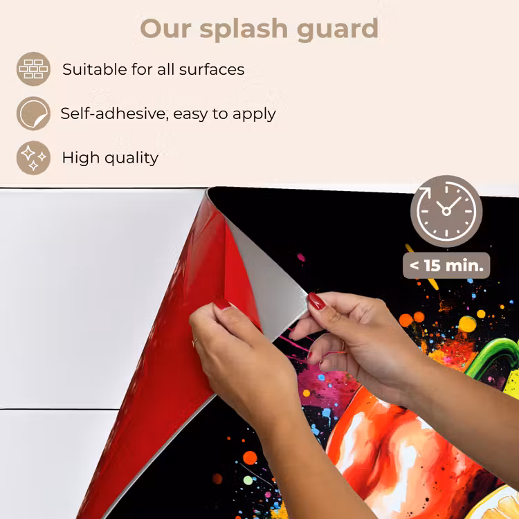 Kitchen splashback for hob - Bell pepper - Pear - Lemon - Graffiti - Paint - Abstract — 4