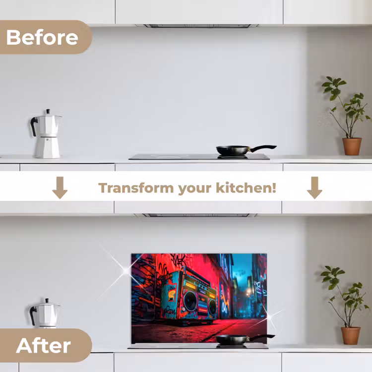 Kitchen splashback for hob - Boombox - Red - Graffiti - Neon — 7