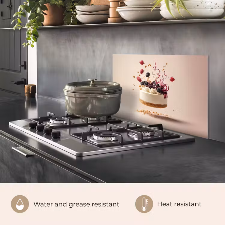 Kitchen splashback for hob - Cheesecake - Food - Pink - Cake — 2