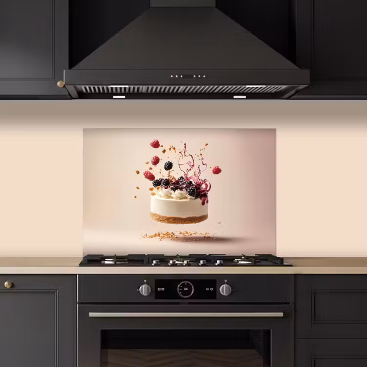 Kitchen splashback for hob - Cheesecake - Food - Pink - Cake — 5