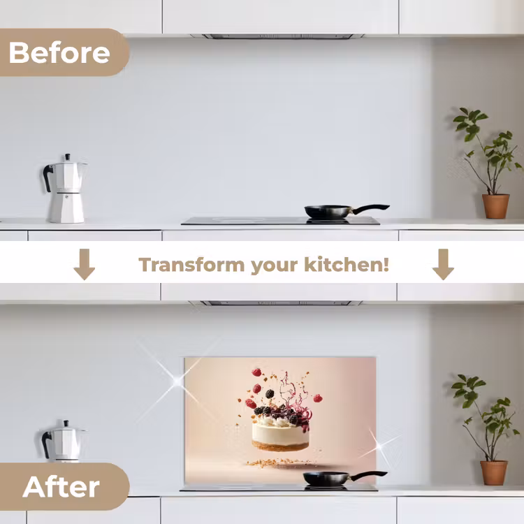 Kitchen splashback for hob - Cheesecake - Food - Pink - Cake — 7