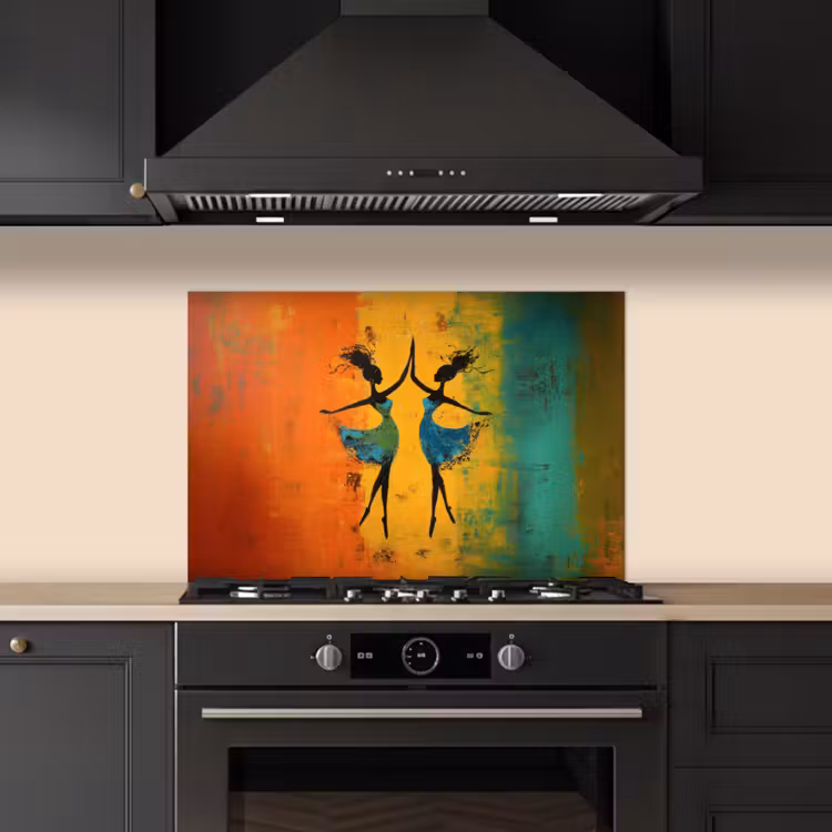 Kitchen splashback for hob - Dancing - Women - Paint texture — 5