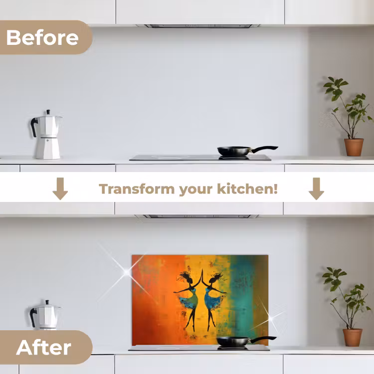 Kitchen splashback for hob - Dancing - Women - Paint texture — 7