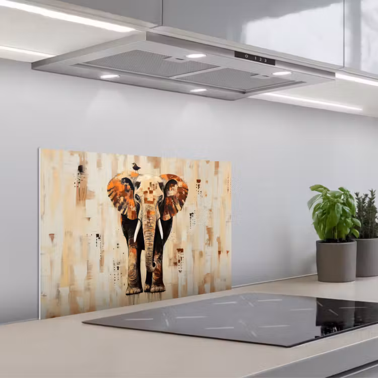Kitchen splashback for hob - Elephant - Trunk - Mosaic - Abstract — 1