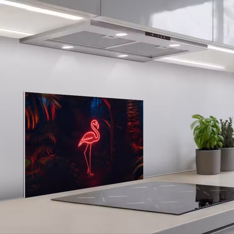 Kitchen splashback for hob - Flamingo - Pink - Neon - Light — 1