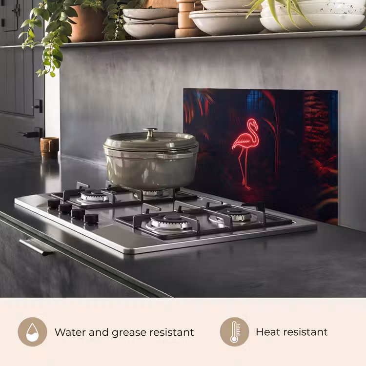 Kitchen splashback for hob - Flamingo - Pink - Neon - Light — 2