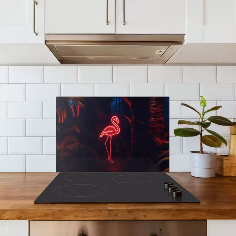 Kitchen splashback for hob - Flamingo - Pink - Neon - Light — 3