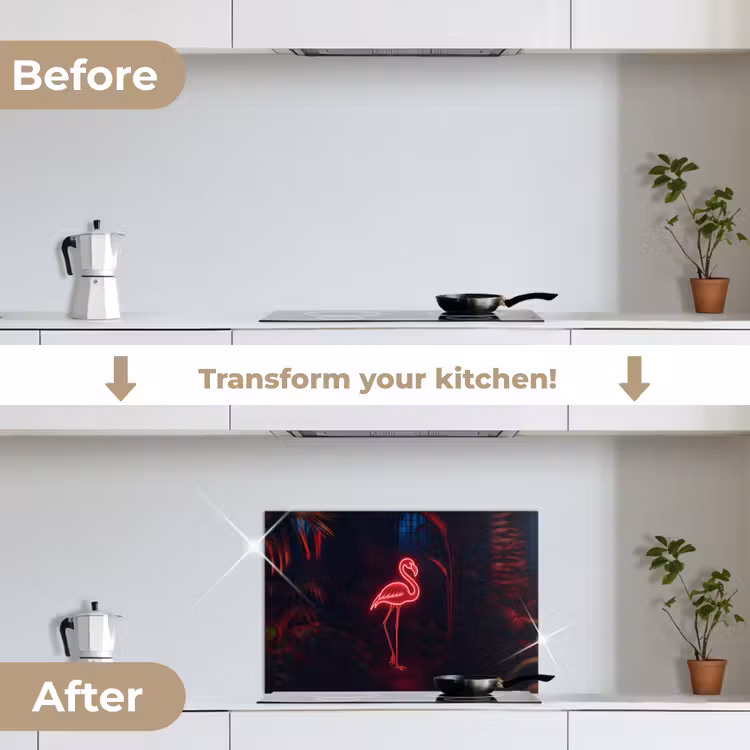 Kitchen splashback for hob - Flamingo - Pink - Neon - Light — 7