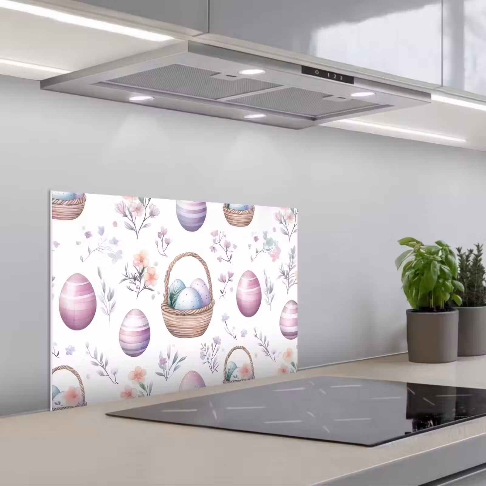 Kitchen splashback for hob - Flowers - Easter eggs - Pattern — 1