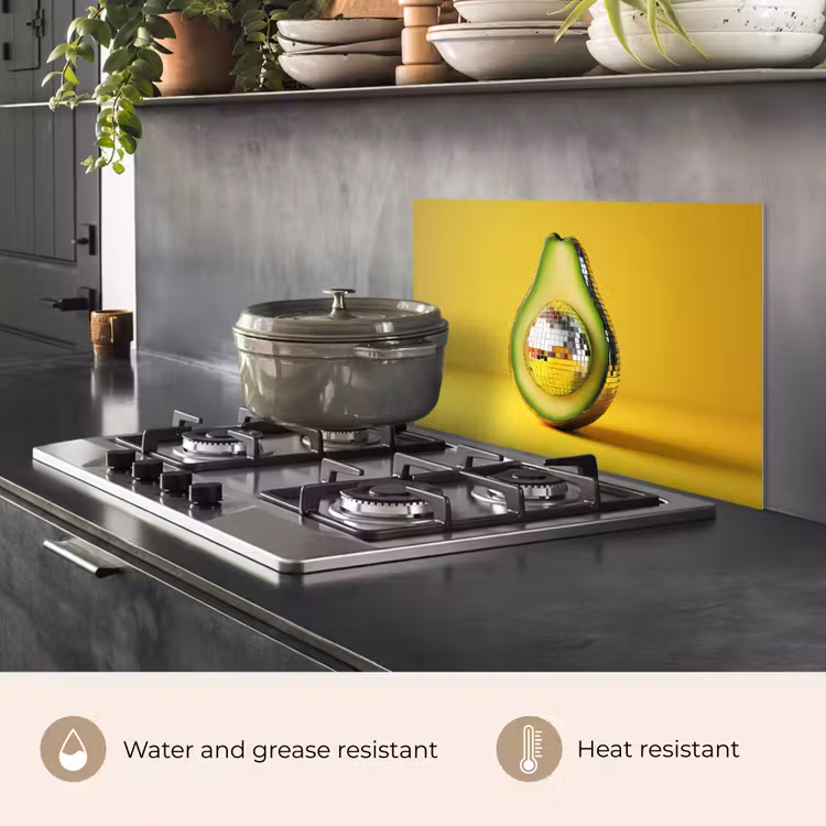 Kitchen splashback for hob - Avocado - Discoball - Yellow - Glitter — 2