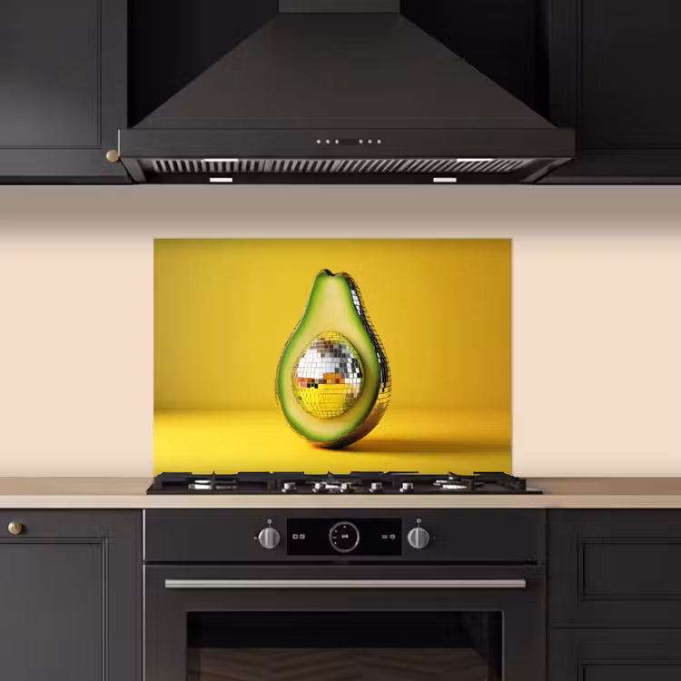 Kitchen splashback for hob - Avocado - Discoball - Yellow - Glitter — 5