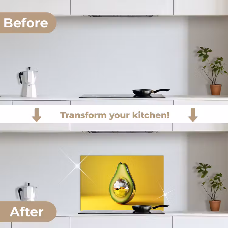 Kitchen splashback for hob - Avocado - Discoball - Yellow - Glitter — 7