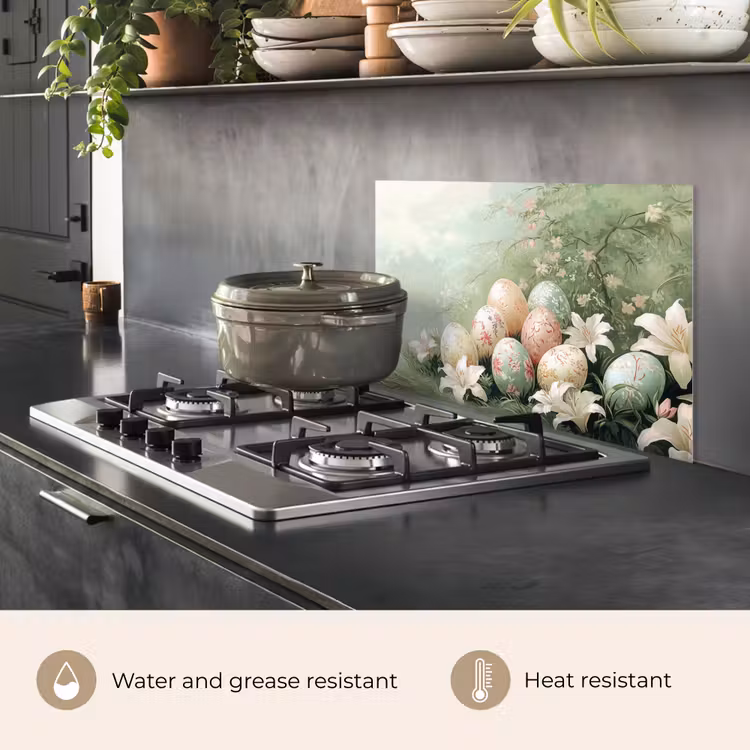 Kitchen splashback for hob - Easter eggs - Pastel shades - Flowers — 2
