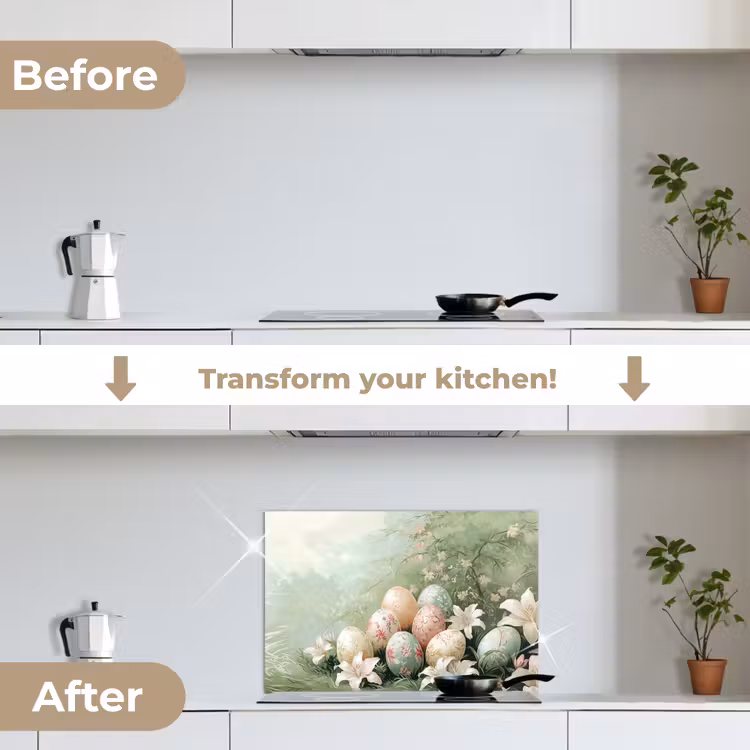 Kitchen splashback for hob - Easter eggs - Pastel shades - Flowers — 7