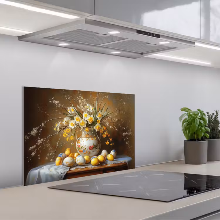 Kitchen splashback for hob - Easter eggs - Still life - Vase — 1