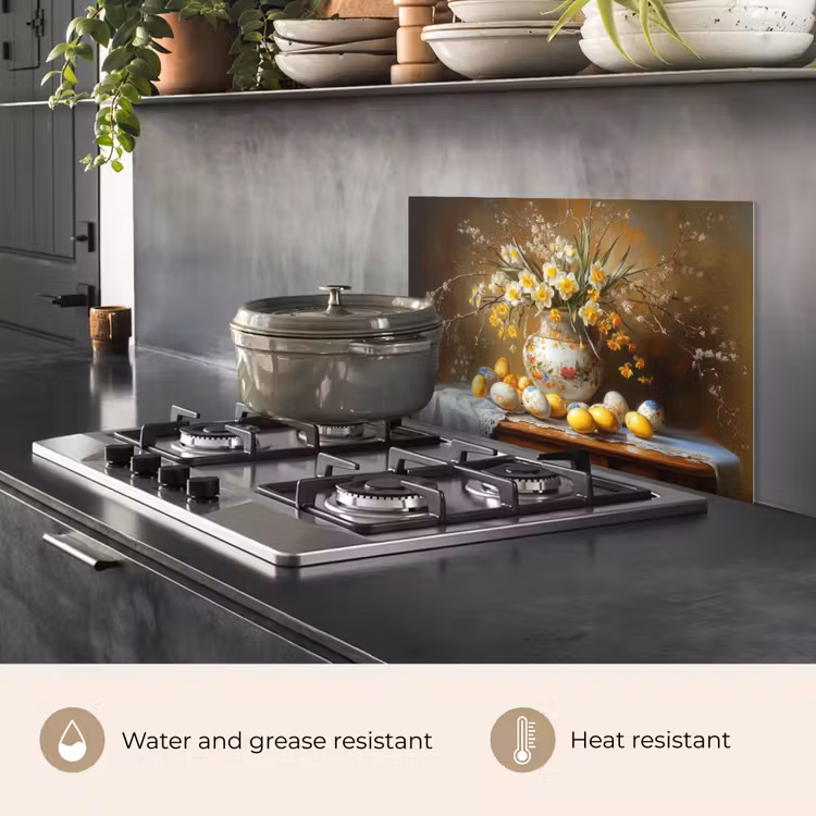Kitchen splashback for hob - Easter eggs - Still life - Vase — 2