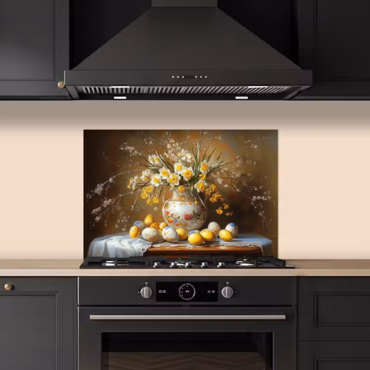 Kitchen splashback for hob - Easter eggs - Still life - Vase — 5