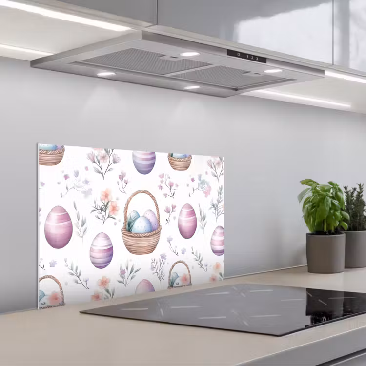 Kitchen splashback for hob - Flowers - Easter eggs - Pattern — 1