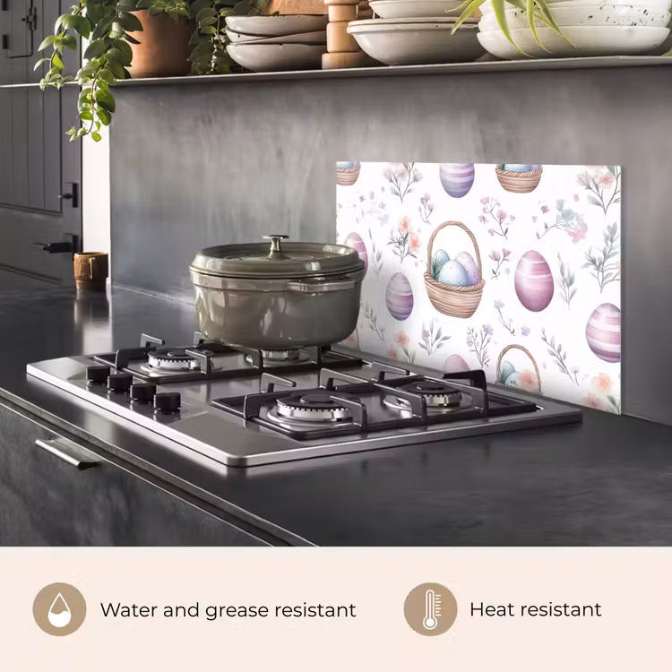 Kitchen splashback for hob - Flowers - Easter eggs - Pattern — 2