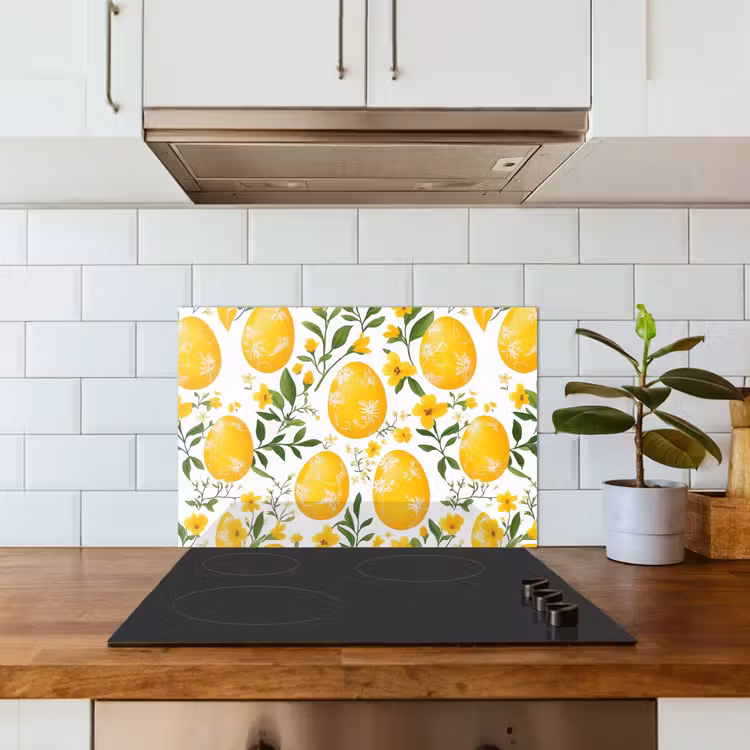 Kitchen splashback for hob - Flowers - Easter eggs - Yellow — 3