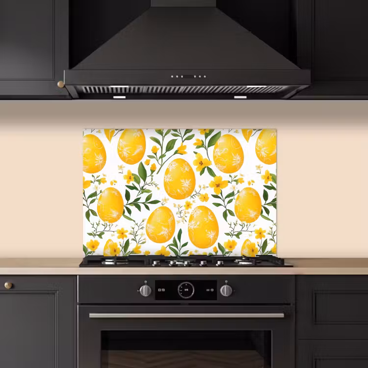 Kitchen splashback for hob - Flowers - Easter eggs - Yellow — 5