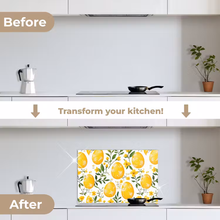 Kitchen splashback for hob - Flowers - Easter eggs - Yellow — 7