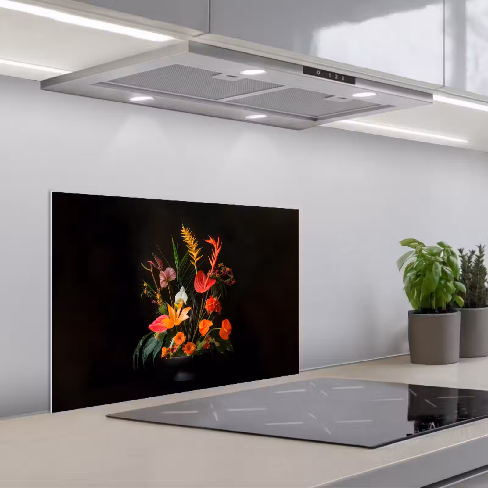 Kitchen splashback for hob - Bowl - Bouquet - Flowers — 1