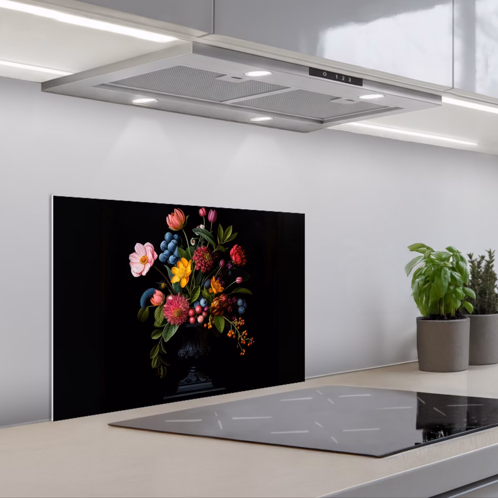 Kitchen splashback for hob - Flowers - Merry - Vase — 1