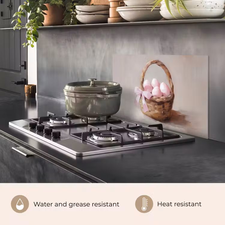 Kitchen splashback for hob - Basket - Eggs - Pink — 2