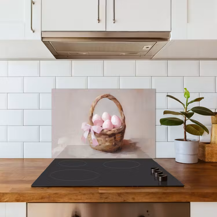 Kitchen splashback for hob - Basket - Eggs - Pink — 3