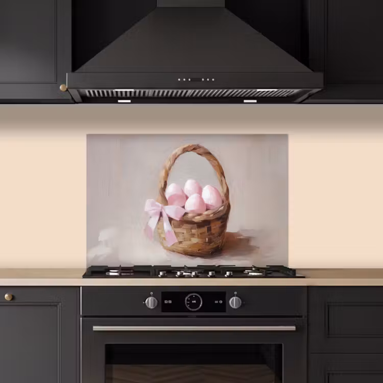 Kitchen splashback for hob - Basket - Eggs - Pink — 5