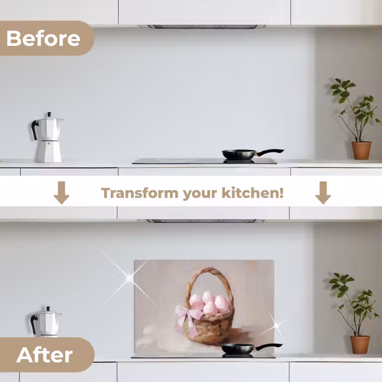 Kitchen splashback for hob - Basket - Eggs - Pink — 7