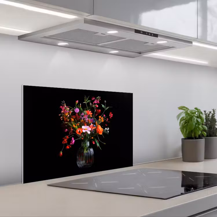 Kitchen splashback for hob - Bouquet - Field Flowers - Vase — 1