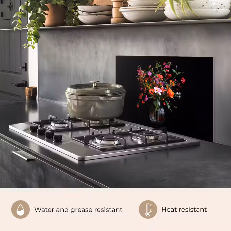 Kitchen splashback for hob - Bouquet - Field Flowers - Vase — 2